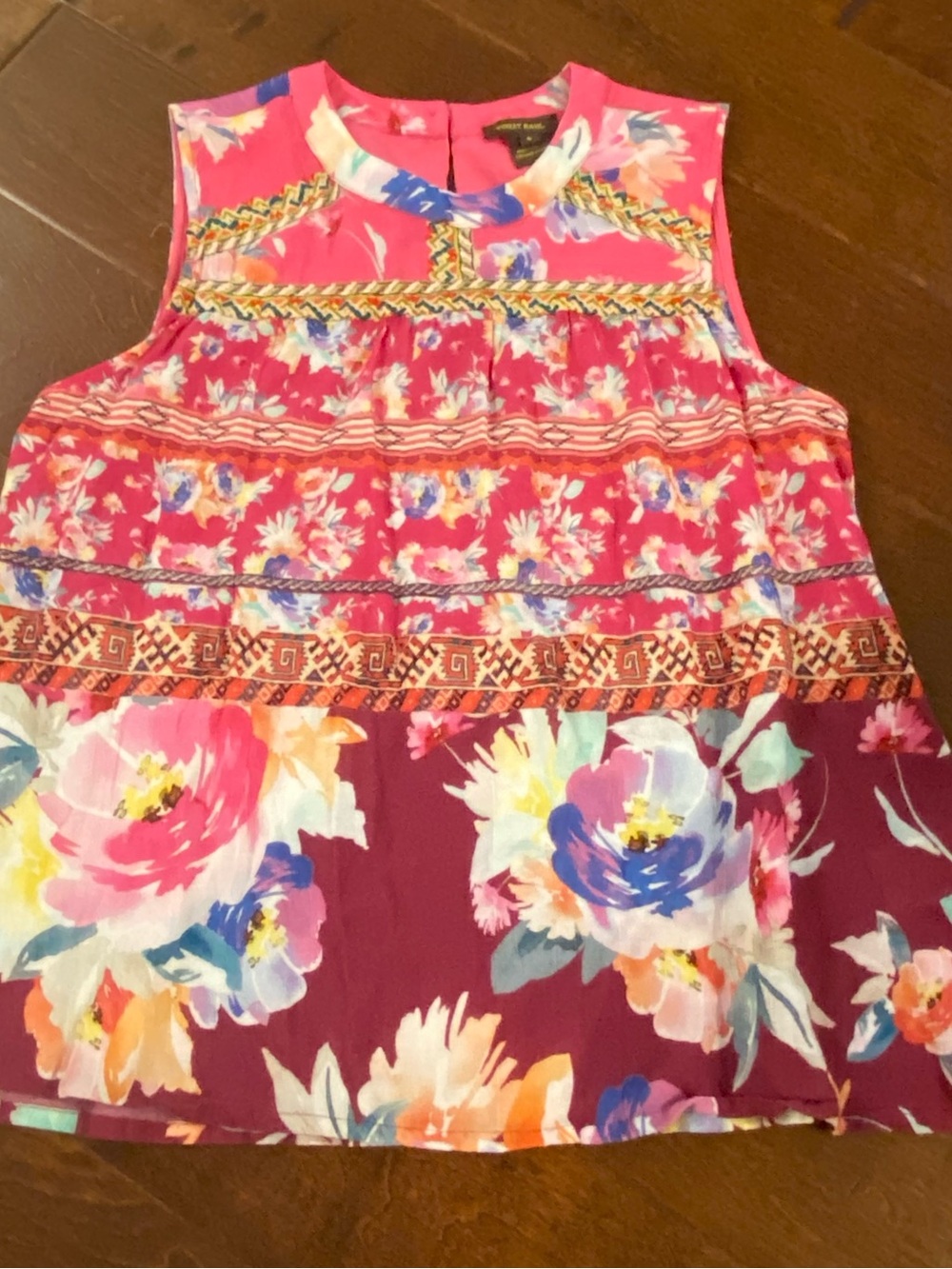 Anthropologie Vineet Bahl Sleeveless Mixed Media Floral Embroidered Top - Small